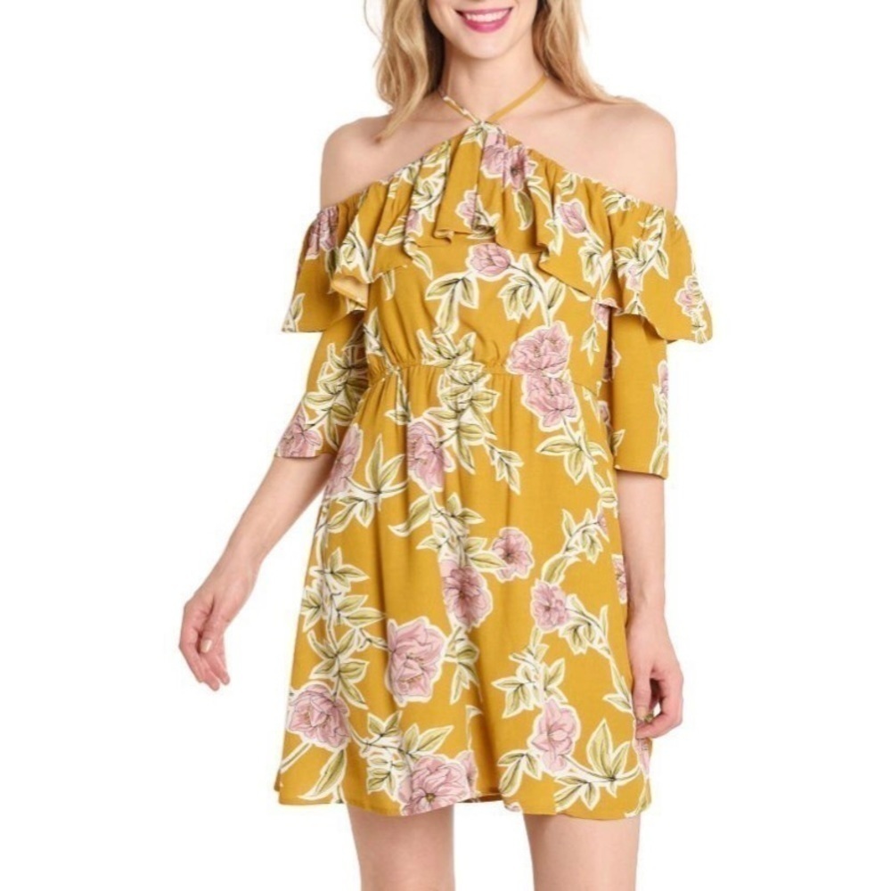 Cupcakes and Cashmere Fonda Floral Halter Dress M